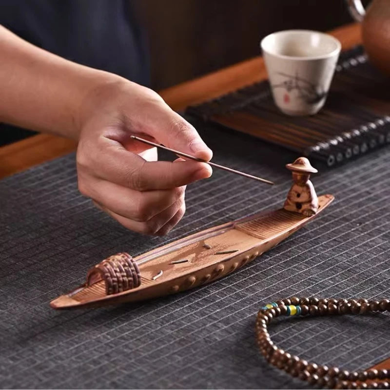 An Old Man's Fishing Room Features A Creative Incense Stand with A Zen Tea Ceremony and A Ceramic Aroma Diffuser Insence Burner Oasis Select