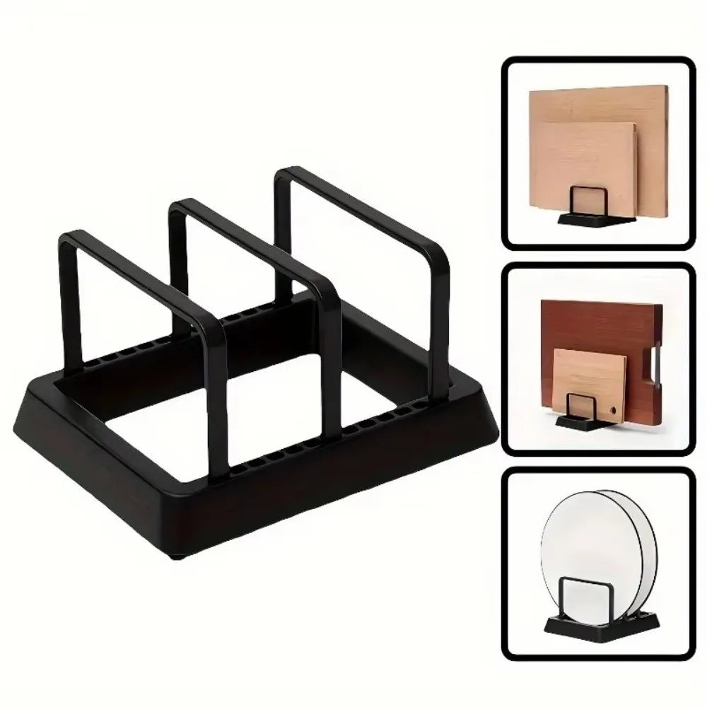 Multilayer Plastic Cutting Board Rack & Pot Lid Organizer