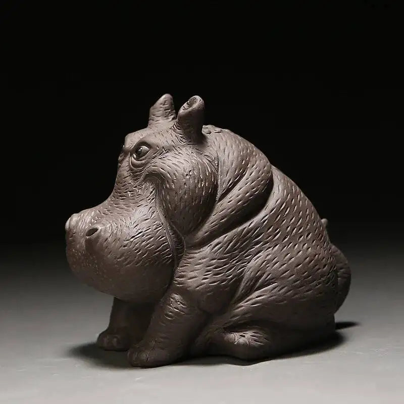 Hippo Purple Clay Tea Pet Wealth-attracting Handcrafted Tea Play Tea play Accessory Chinese Style Tea Pet Oasis Select