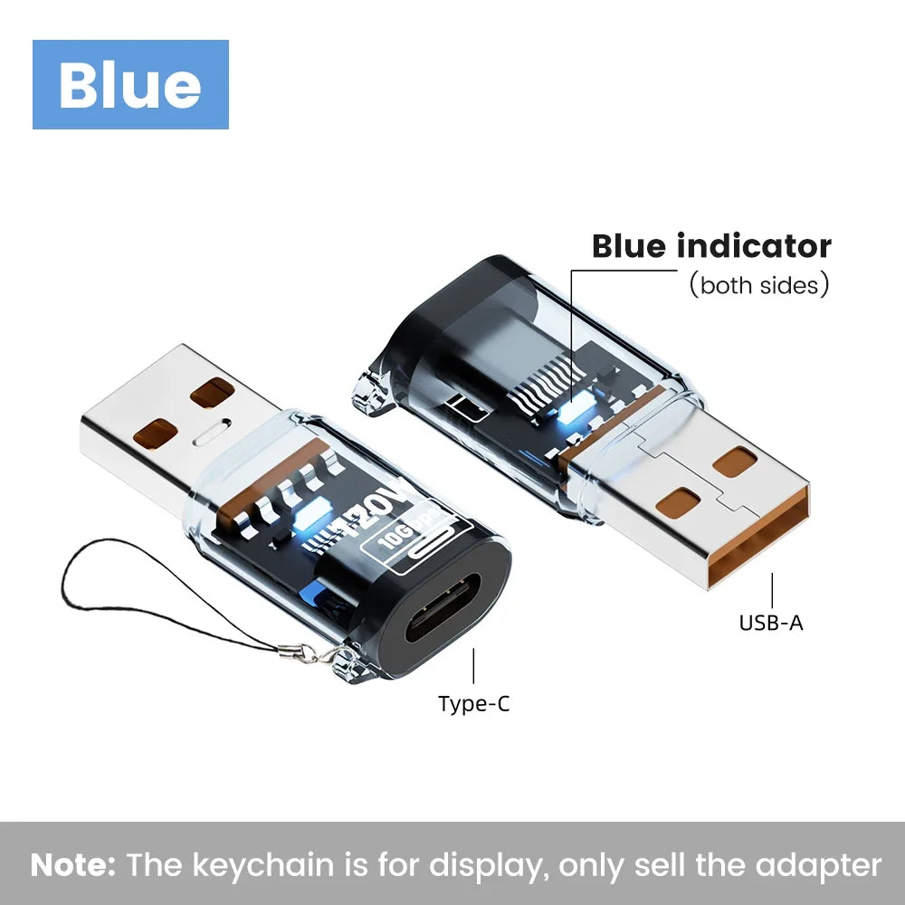 USB-A to Type-C Adapter – 120W Fast Charging & 10Gbps USB-C Adapter Oasis Select Blue-USB to Type C