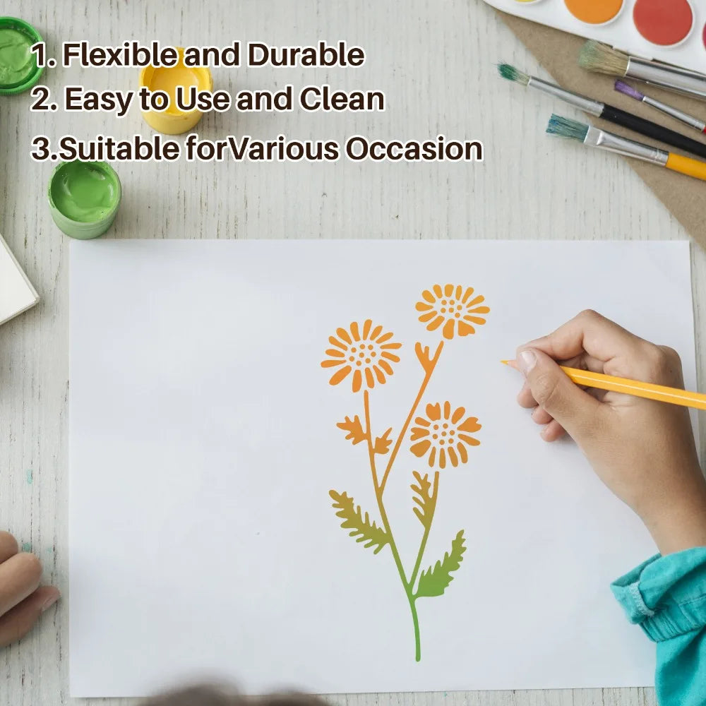 Reusable Plastic Stencils Set Butterfly Design Flower Leaf Pattern Flower Stencils Large Size Spray Painting Painting Templates Oasis Select