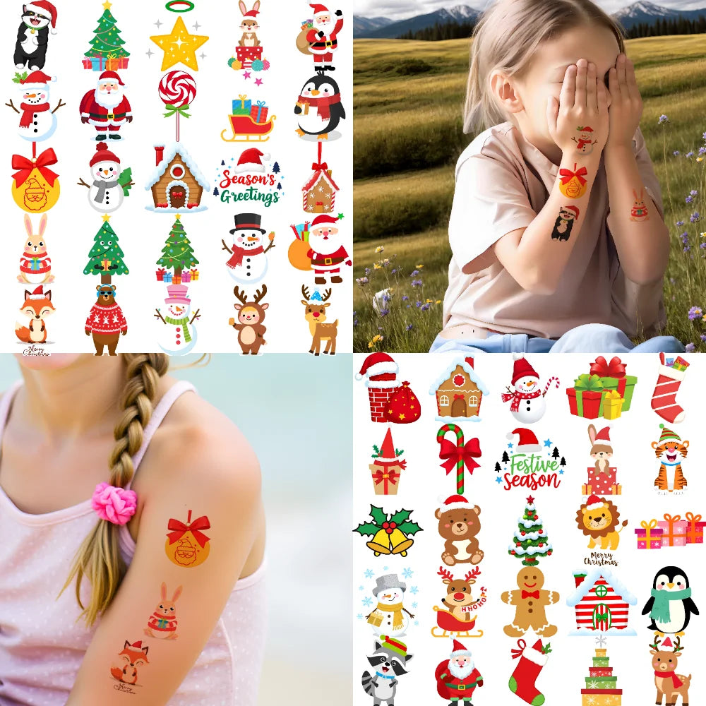 54-Piece Waterproof Temporary Tattoo Stickers – Holiday & Xmas Temporary Tattoo Stickers Oasis Select