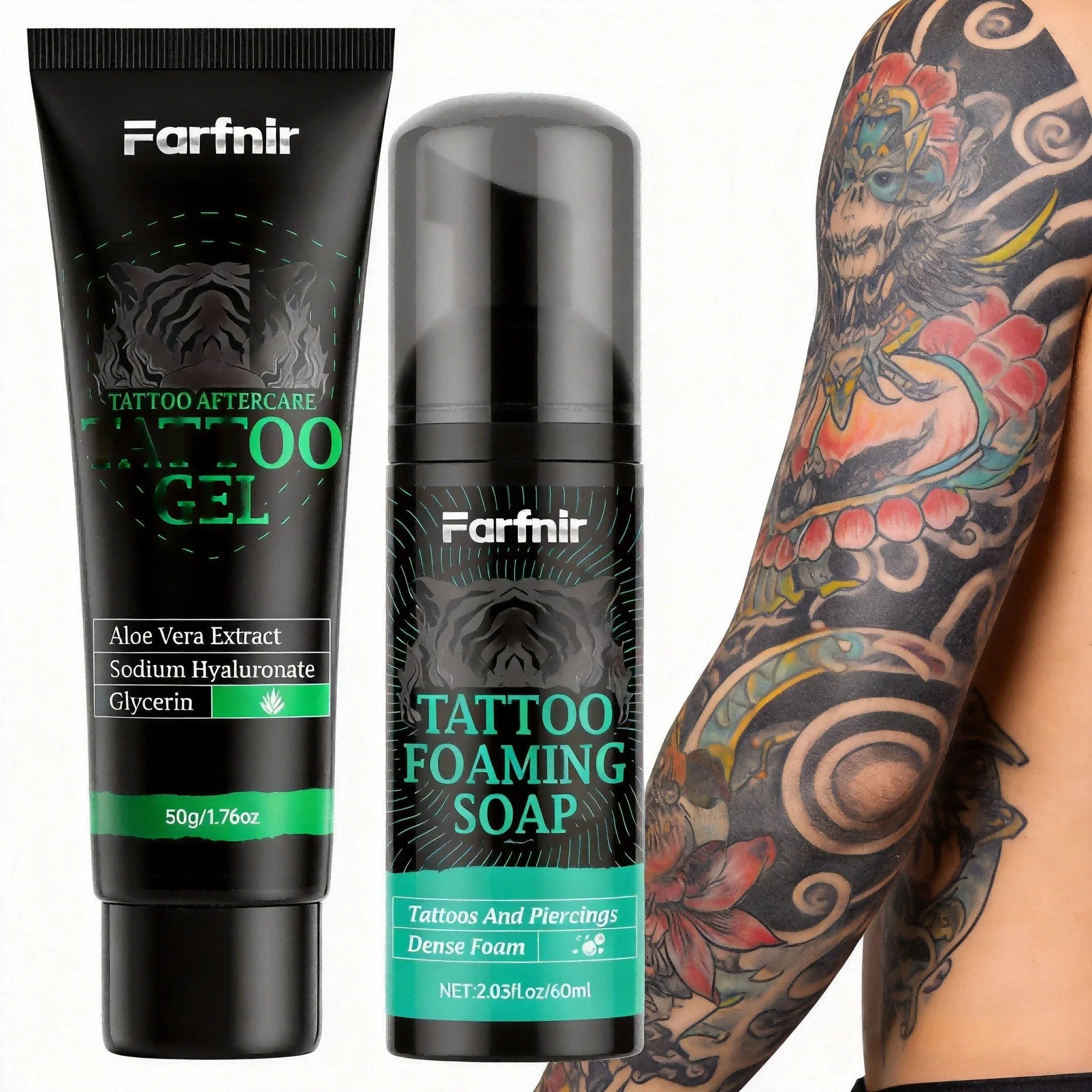 TATTOO GEL TATTOO FOAMING SOAP, Cleanses and moisturizes, leaving ink brighter, daily skincare. Suitable for all skin types. Oasis Select Tattoo care set
