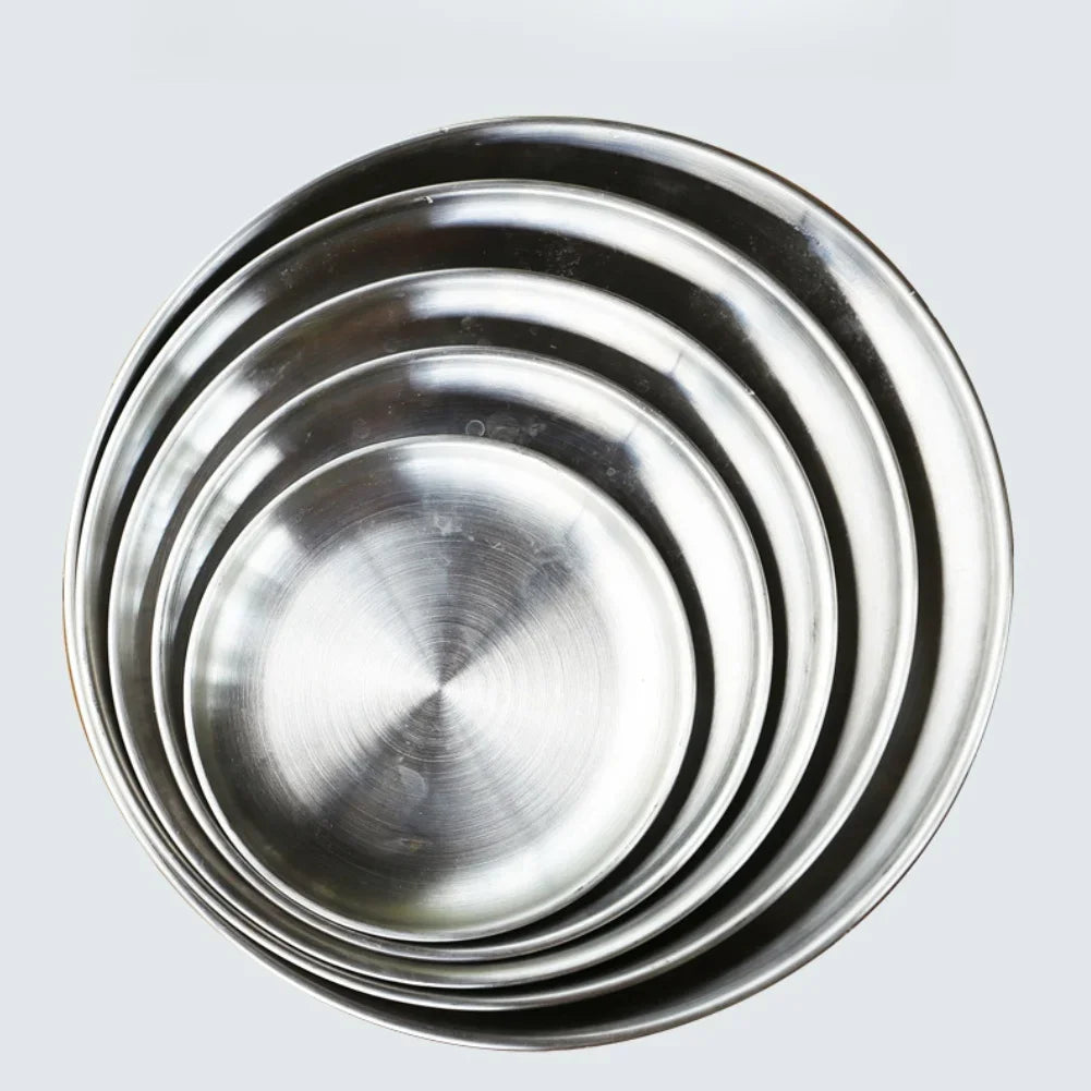 Stainless Steel Plates Korean Style Grilled Meat Plates BBQ Meat Plate Vegetable Fruit Storage Tray Picnic Dishes Cookware Oasis Select
