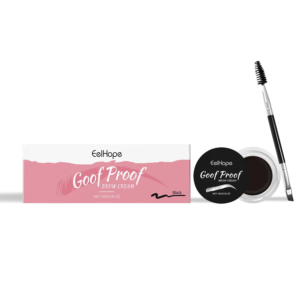 Eelhope Waterproof Eyebrow Tint Cream | Double-Ended Brush Eyebrow Tint Cream Oasis Select black