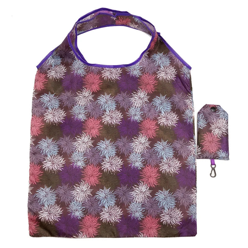 Fashion Printing Foldable Eco-Friendly Shopping Bag Tote Folding Pouch Handbags Convenient Large-Capacity For Travel Grocery Bag Oasis Select D