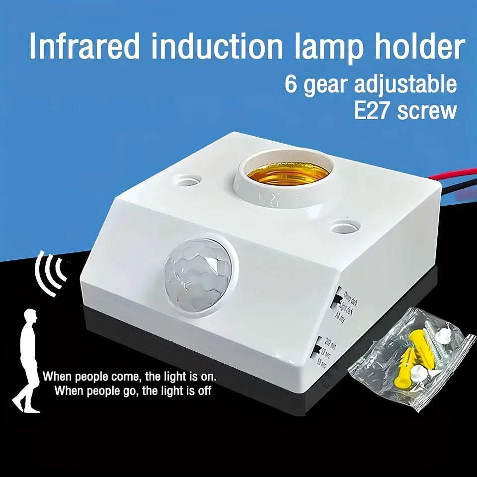 AC 85-265V Human Sensor Lamp Holder Delay Adjustment E27 PIR Motion Detector Adjustable Lamp Base For Hallway Corridor Bedroom Oasis Select