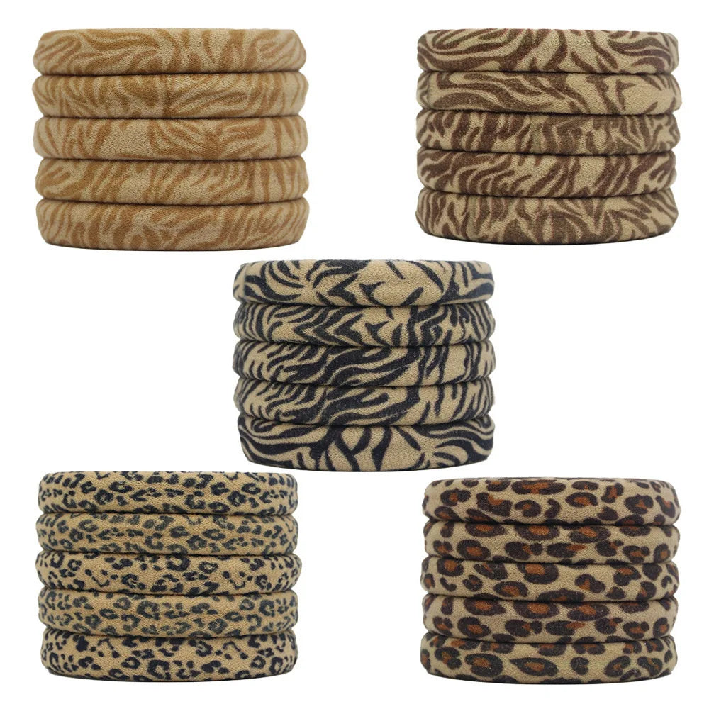 50pcs Seamless Elastic Hair Ties No Damage Ponytail Holders Leopard Animal Print Bands for Women Girls Thin Thick Hair Accessory Oasis Select