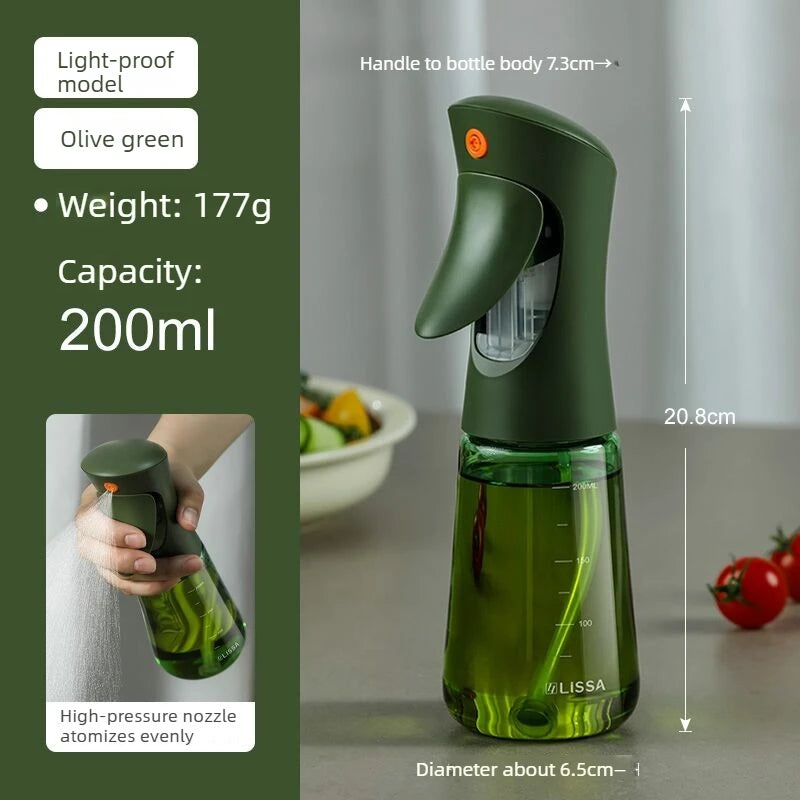 Oil Spray Kettle Light Avoidance Atomization Kitchen Household Food Oil Glass Home Furnishings Convenient Storage Oasis Select olive green