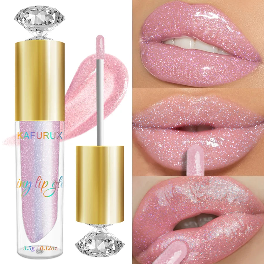 KAFURUX Diamond Glitter Lip Gloss – 9 Shades, Moisturizing
