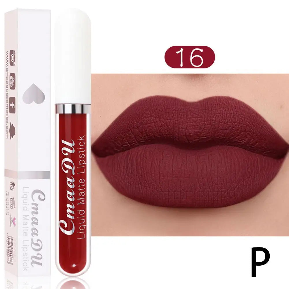 18 Color Waterproof Liquid Matte Lipstick Long Lasting Sexy Red Moisturizing Lip Gloss Velvet Non-Stick Lip Tint Makeup Cosmetic Oasis Select 16