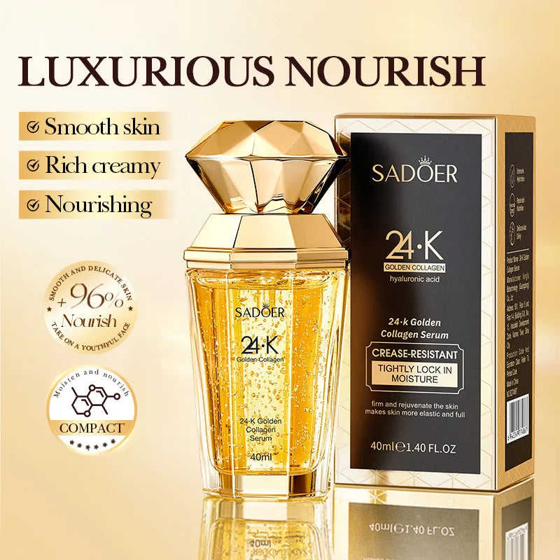 SADOER 24K Golden Collagen Serum for face Moisturizing Anti Wrinkles Hydrating Anti-aging Facial Essence Skin Care Products Oasis Select