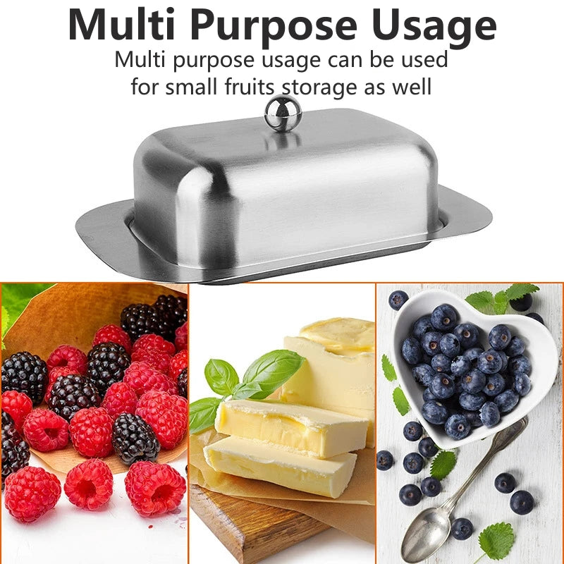 Butter Dish, Stainless Steel Butter Dish with Lid - Solid Cheese/Butter Container - Butter Cheese Kitchen Cooking Storage Box Oasis Select
