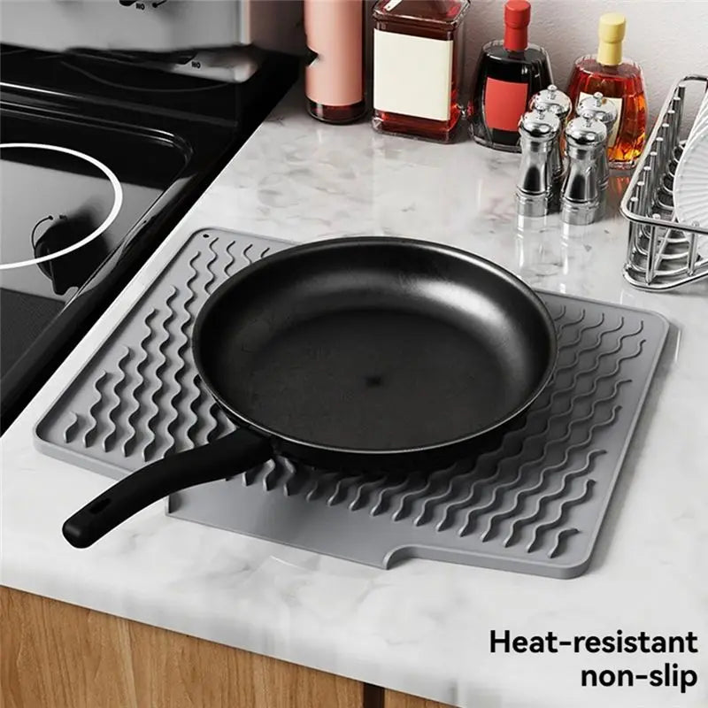 LIKE WISH Silicone Tableware Drain Mat, Anti Slip Sink Mat, Slope Guide Bowl Dish Drying Filter Mat Oasis Select