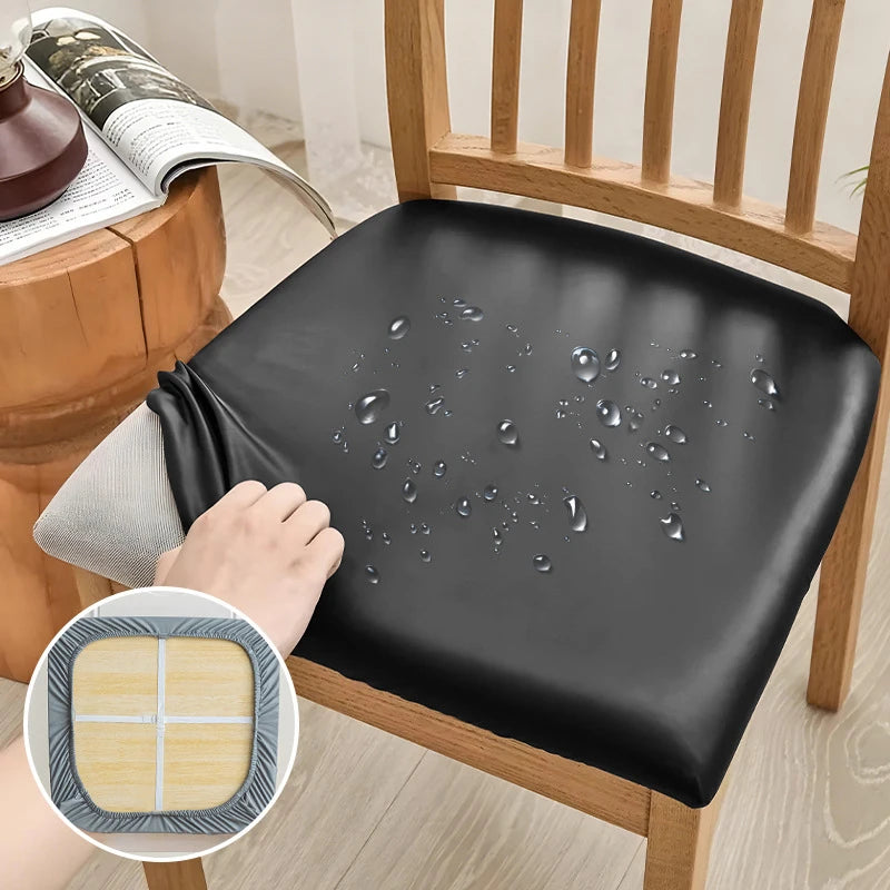 1PCS Waterproof PU Leather Office Chair Seat Covers Removable Solid Color Computer Chair Seat Cushion Covers For Home Office Oasis Select
