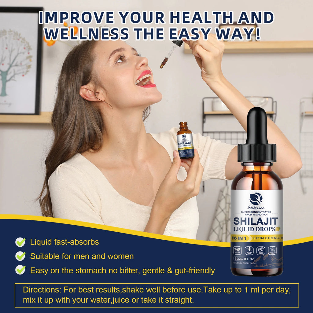 Lukaree Shilajit Drops with 85+ Trace Minerals and Fulvic Acid for Men&Women Immunity&Digestive System Health Cognitive Support Oasis Select