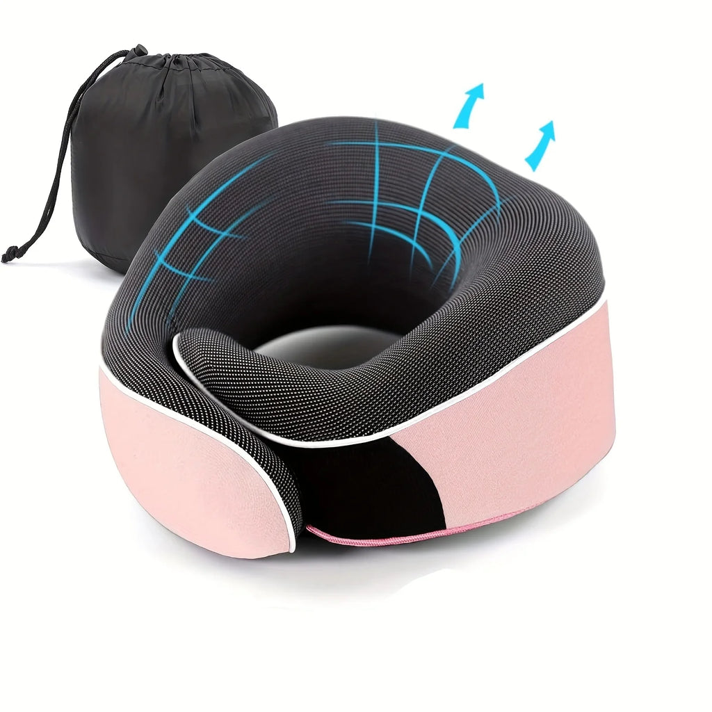 Memory Foam Travel Neck Pillow U-shaped Pillow Snail Style Travel Neck Support Portable Adjustable Soft Noon Break Sleep Pillows Oasis Select