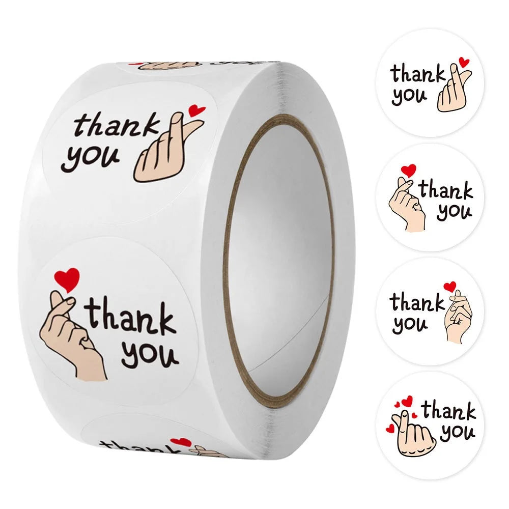 500pcs/Roll 1 Inch Red Heart Shaped Thank You Stickers, For Gift Packaging, Envelope Sealing, Small Business Office Supplies, Oasis Select 500pcs