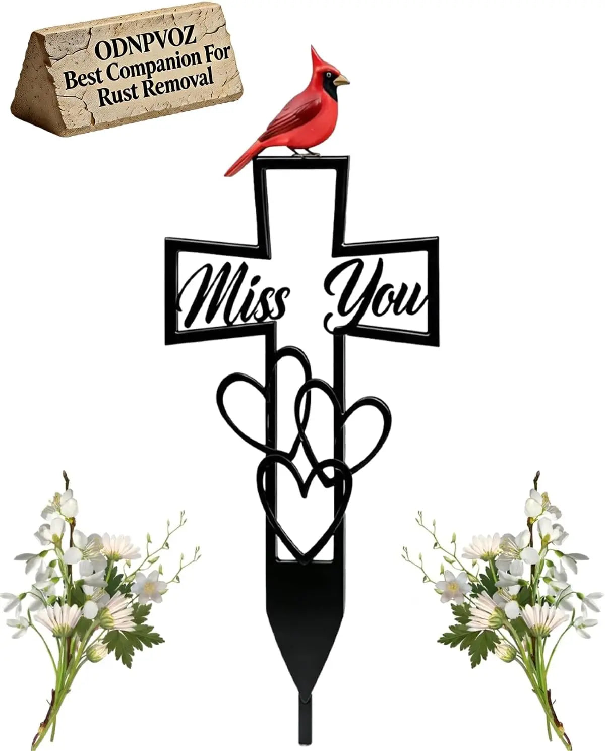 Flower Decoration Insert Weather-Resistant Metal Cemetery Plaque Cross Garden Plug Waterproof Heart Memorial Stake For Cemetery Oasis Select