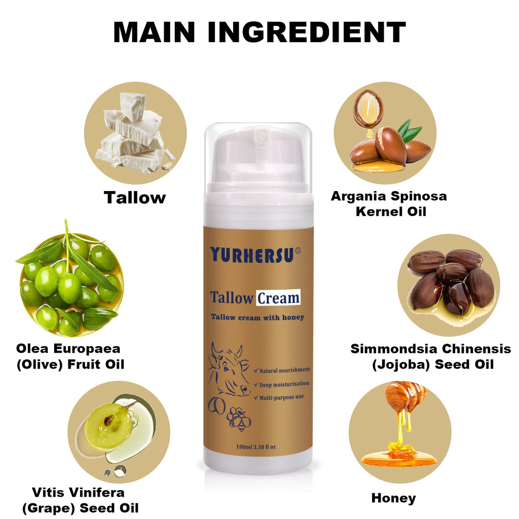YURHERSU Natural Tallow Essence Face Cream 100ml Tallow Face Cream Oasis Select