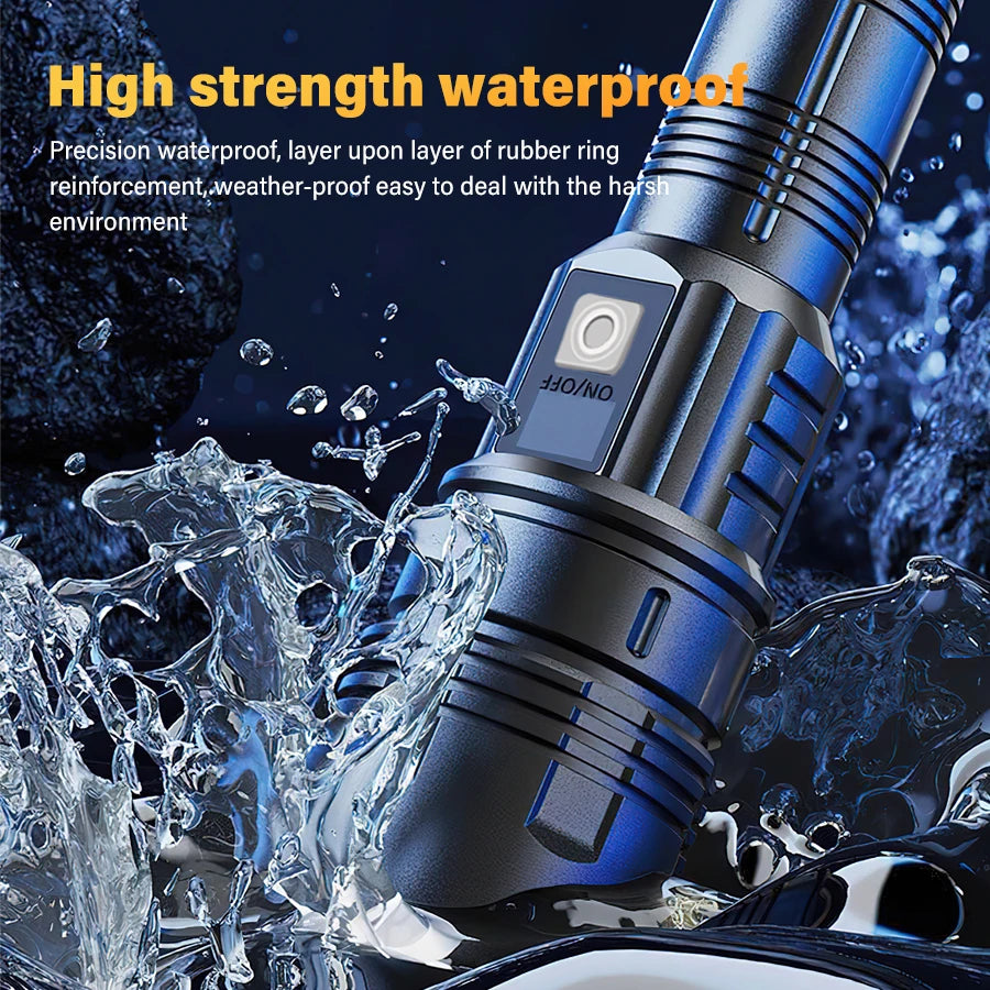 Rechargeable Led Flashlight Super Bright Portable Ultra Power Long Range Tactical Torch Lamp Outdoor Emergency Camping Lantern Oasis Select