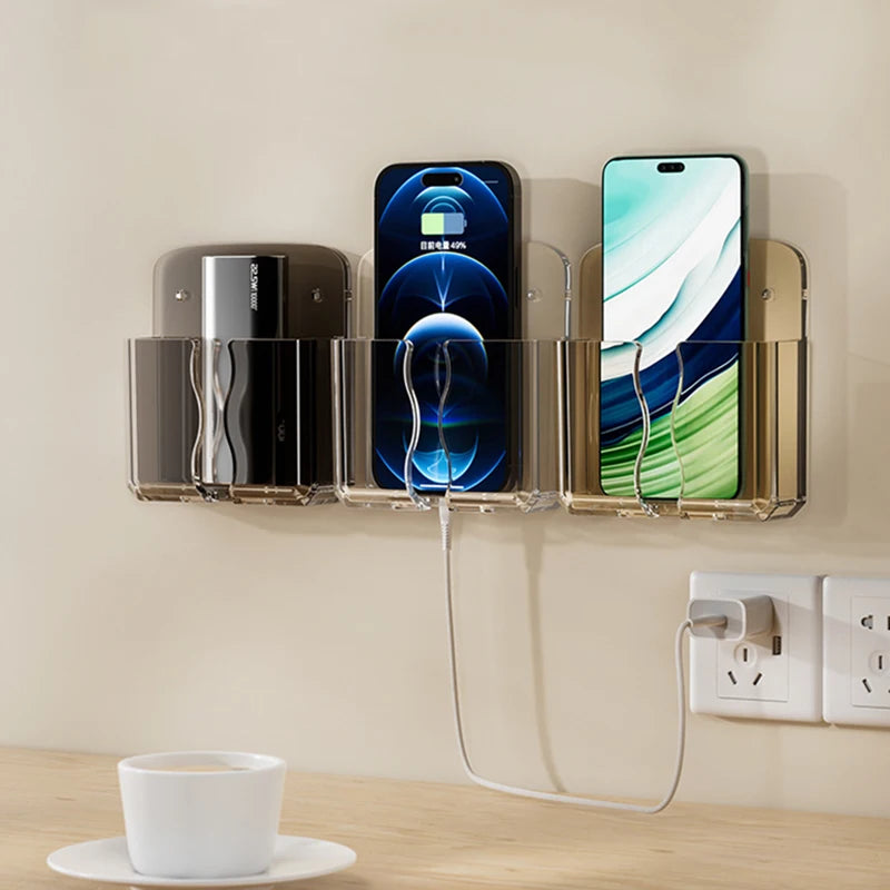 Mobile Phone Wall Holder Universal Cellphone Charge Storage Box Organizer TV Remote Control Hanging Stand Bracket Charging Dock Oasis Select