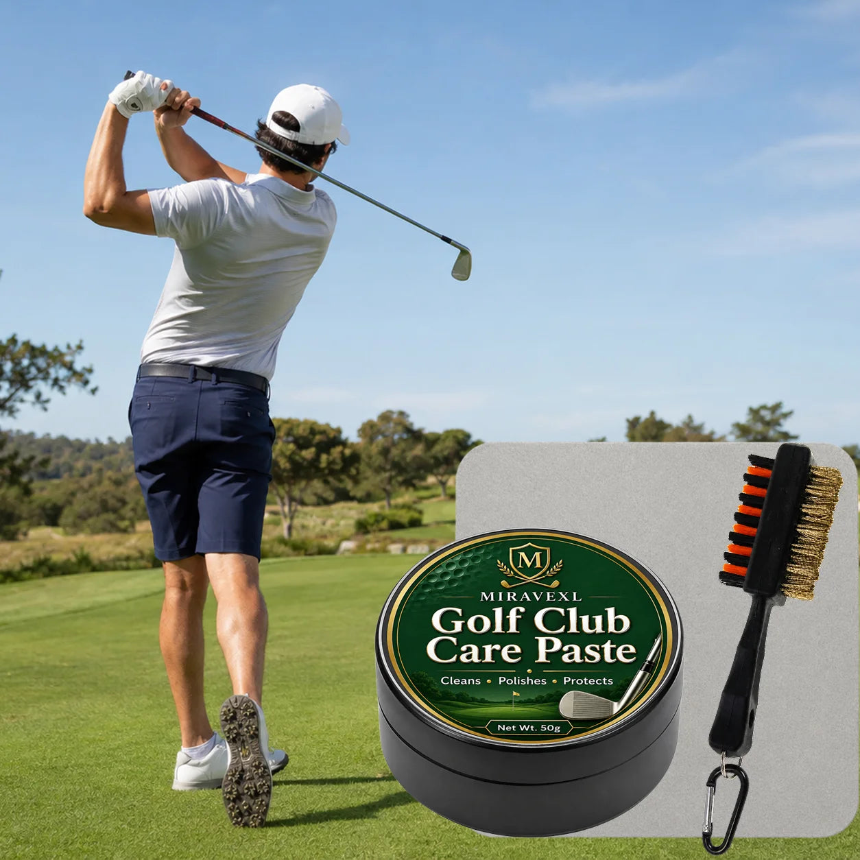 Golf Club Care Paste Kit with Polishing Cloth and Cleaning Brush, Club Head Cleaner Polish forIrons Wedges Putters Accessories! Oasis Select