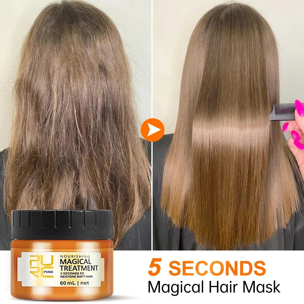 PURC Magical Hair Mask & Argan Hair Oil Set Keratin Treatment Smoothing Straightening Repair Damage Hair Beauty Health Products Oasis Select