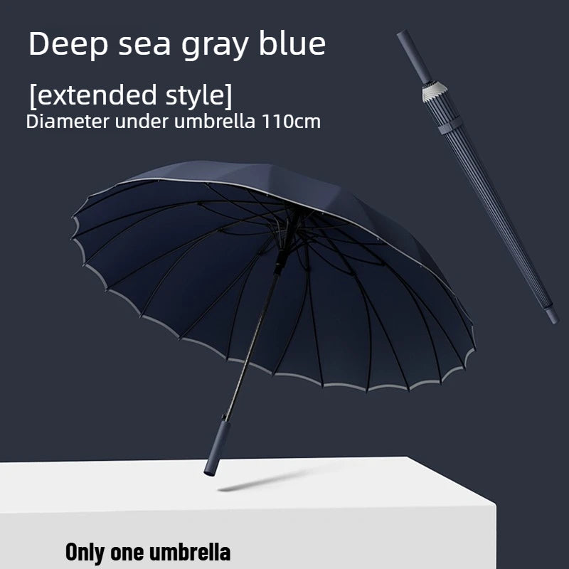 1pcs Long Handled Umbrellas for Two or Three People Extra Large Reinforced Thick Sturdy Wind Resistant and Maillard Resistant Oasis Select Gray blue 24 bone L full-fiber 24K