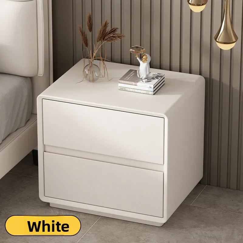 Simple and modern solid wood paint bedside table Italian minimalist light luxury bedroom household small storage locker Oasis Select A4 White 40-40-48