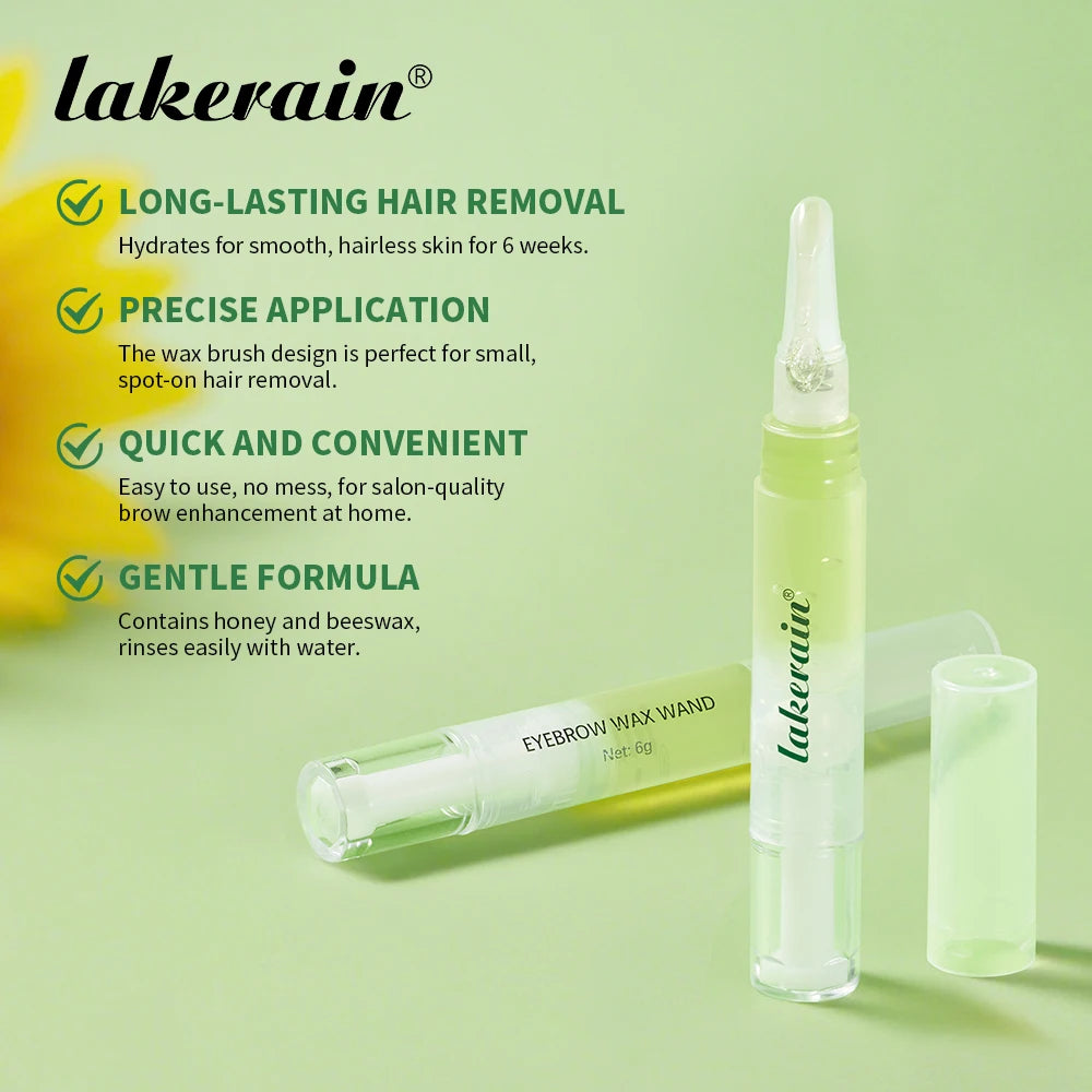 Lakerain Eyebrow Wax Wand Set Gentle Formula Easy DIY Salon Long-lasting Smooth Hair Free Skin Eyebrow Facial Hair Removal Set Oasis Select