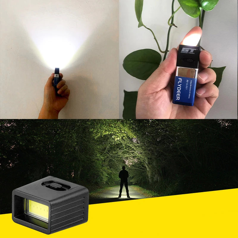9V Battery Flashlight 9V Mini LED Key Light 6F22 Battery COB Outdoor Lighting Work Light Battery Not Included Oasis Select