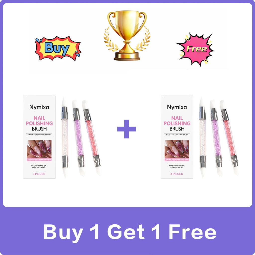 Nymixa 3 PCS Dual Head Silicone Nail Art Pen Glitter Pickup 3D Dot Line Drawing DIY Gel Manicure Tools Modeling Painting Design Oasis Select buy 1 free 1