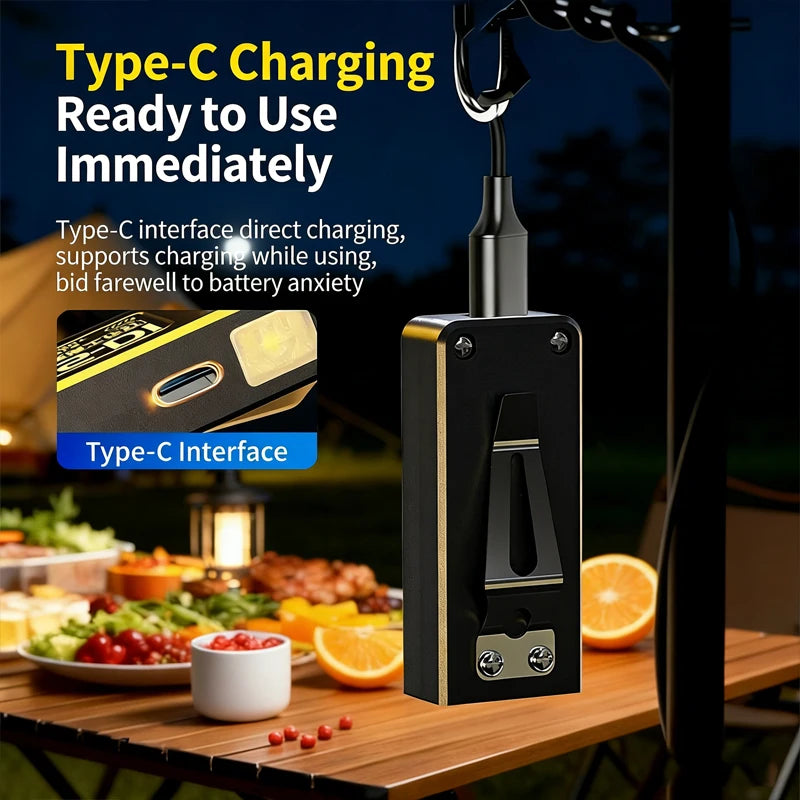 Mini COB LED Flashlight USB-C Rechargeable Magnetic Clip Pocket Lamp