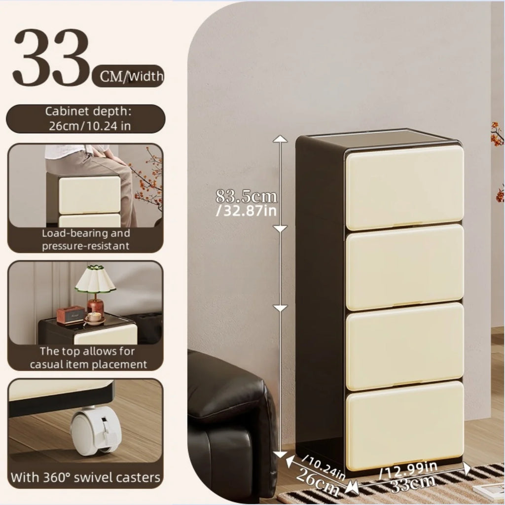 Floor Standing Drawer Storage Cabinet with Wheels - Multi-Sized Large Capacity Organizer for Living Room Office Bedroom Study Oasis Select 4 Layers