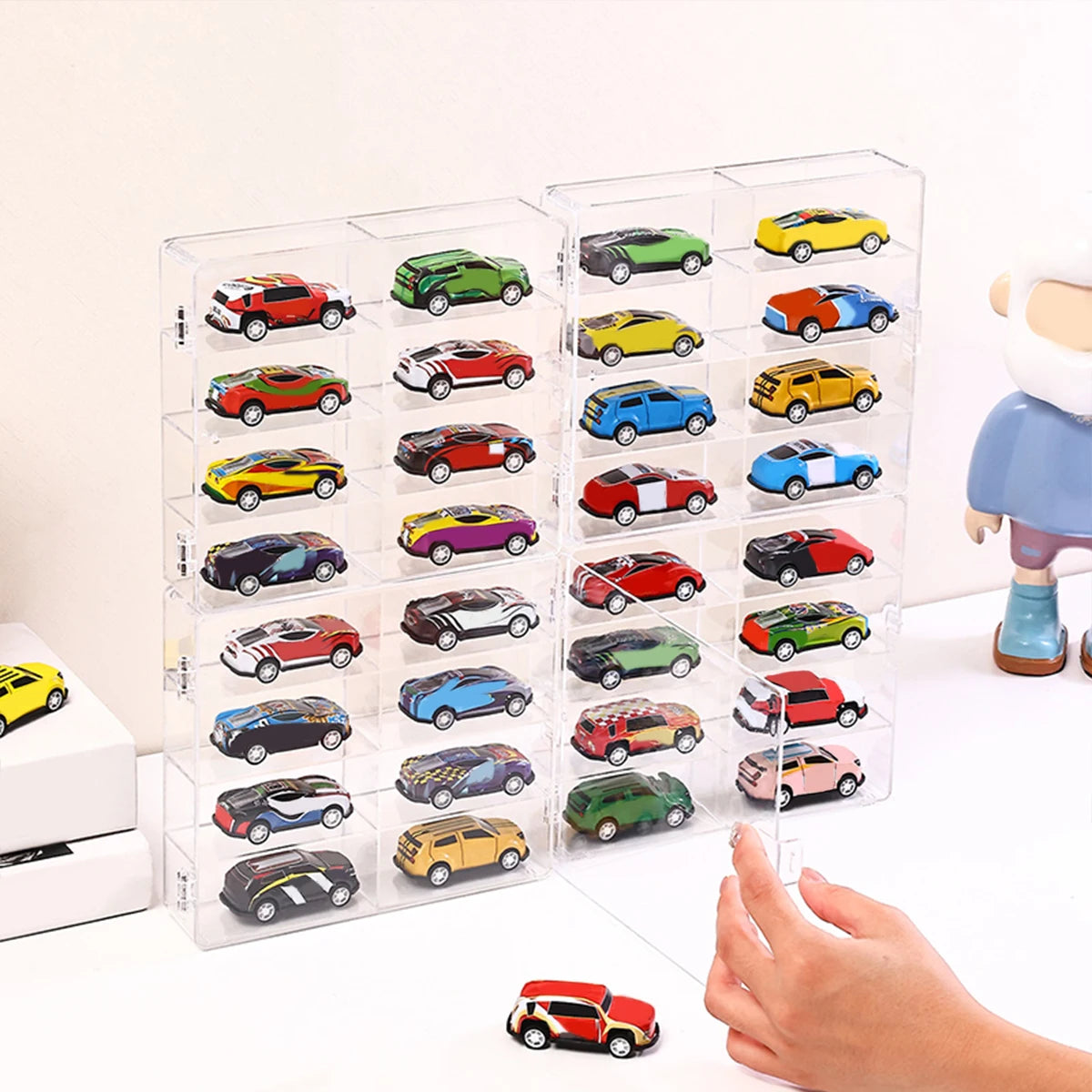 1pc acrylic transparent stackable 1:64 car model storage box toy cabinet rack hair accessories jewelry organizer Oasis Select