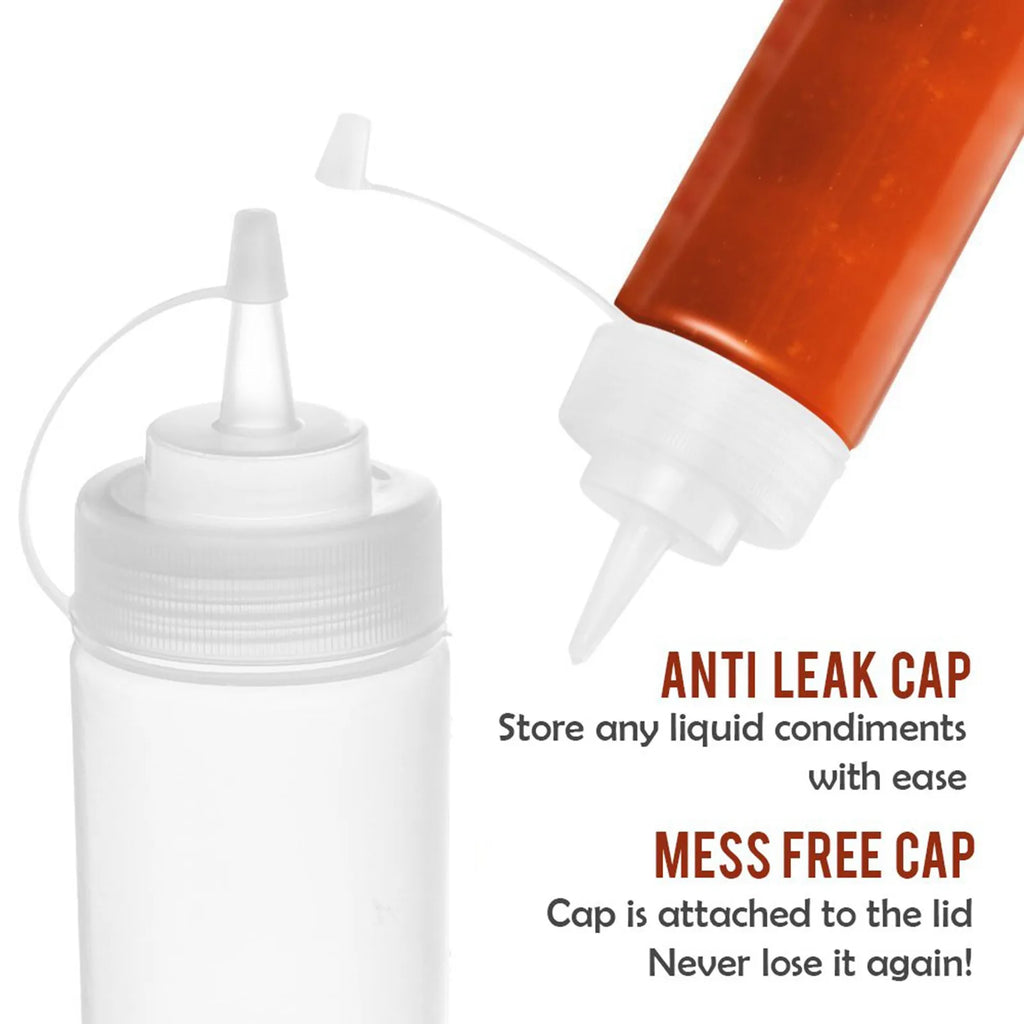 6-Pack Condiment Squeeze Bottles 240ml – Sauce, Oil & Ketchup Condiment Squeeze Bottles Oasis Select