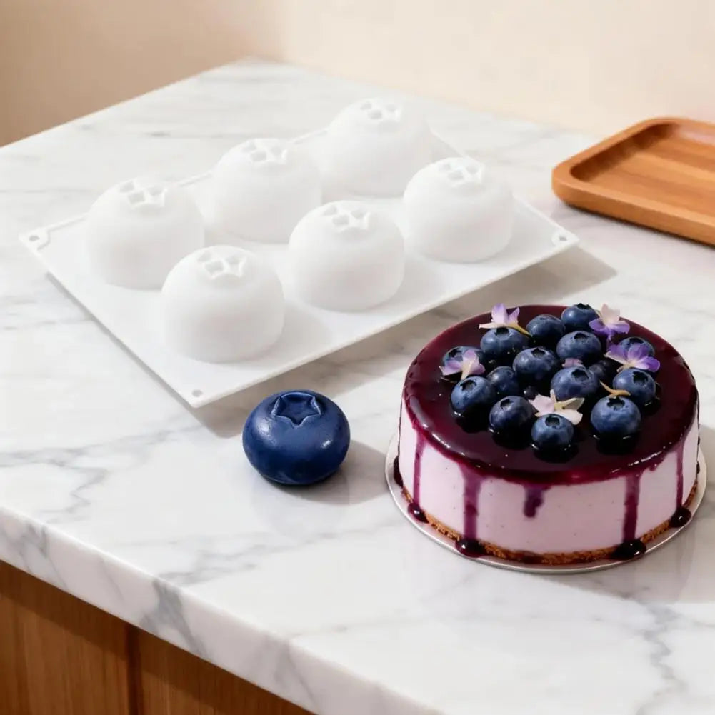 6-Cavity Blueberry Silicone Mold | 3D Mousse Cake & Desserts