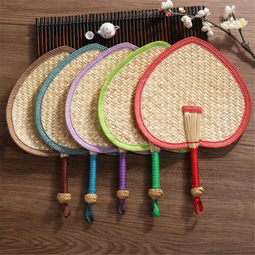 1pc Hand-Woven Woven Straw Hand Fan Old Summer Natural Environmentally Friendly Hand-Woven Fan Decorative Fan For Home Decor Oasis Select