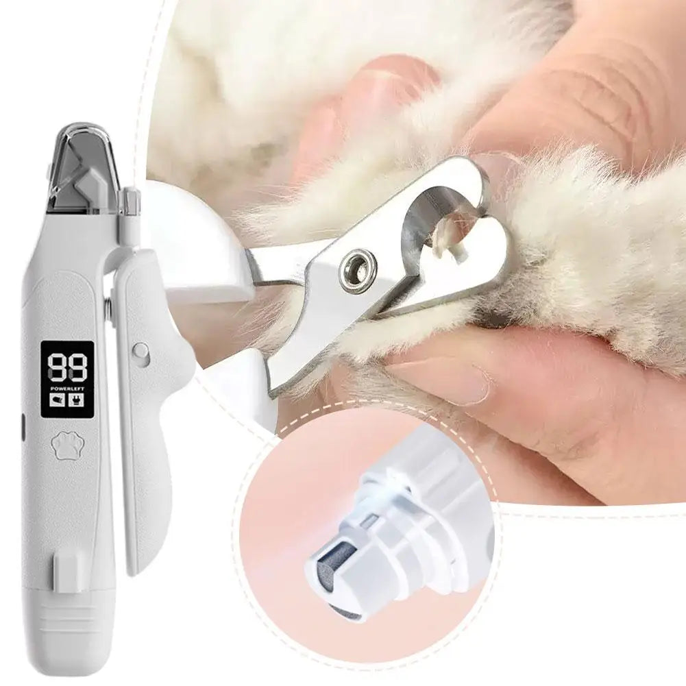 Pet Nail Clipper Trimmer with LED Light USB Rechargeable Electric Nail Clipper Display Nail Grinder Prevent Injury Low Noise Oasis Select