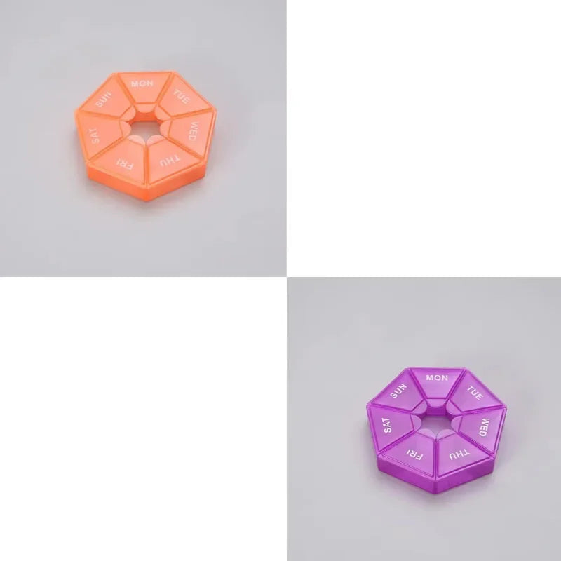 1/2/3Pcs A Week 7 Corners Pill Box Round 7 Boxes For One Week Small Pill Box Mini 7 Days Portable Points Medicine Jewelry Box Oasis Select 2pcs-mix 4
