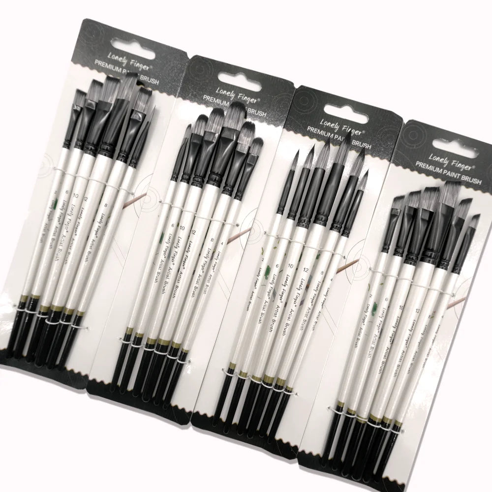 6/24 Pcs Paint Brush Set, Artist Paintbrushes for Acrylic Oil Watercolor Painting, Premium Nylon Hair Art Paint Brushes Oasis Select