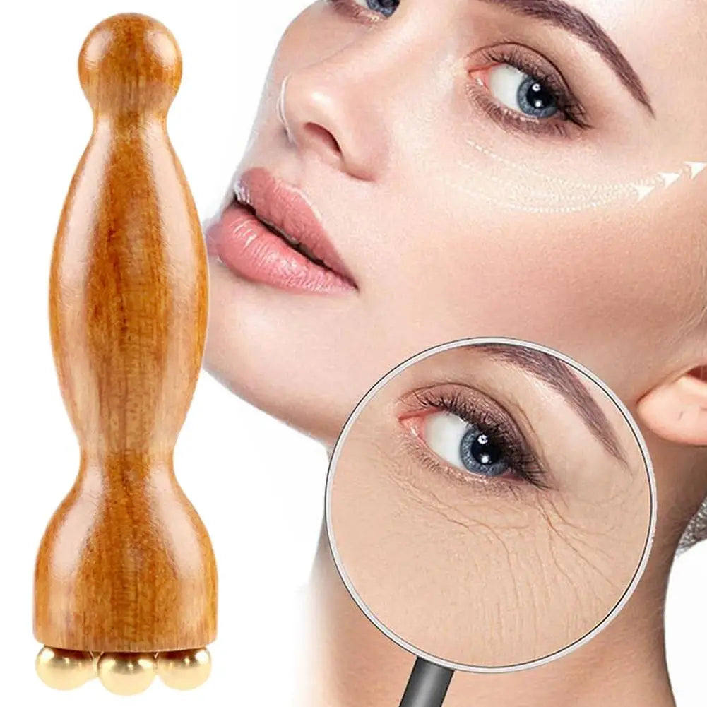 Facial Massager, Lotus Seedpod Beauty Brass Bead & Rosewood Facial Gua Sha Tool Eye Relaxation Meridians Point Acupoint Massage Oasis Select