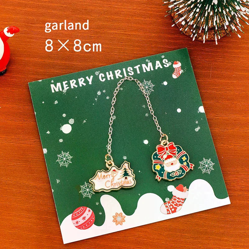 Christmas Tree Wreath Elk Metal Bookmark Christmas Book Mark Pendant Student Gift Learning Stationery Supplies For Women Men Kid Oasis Select