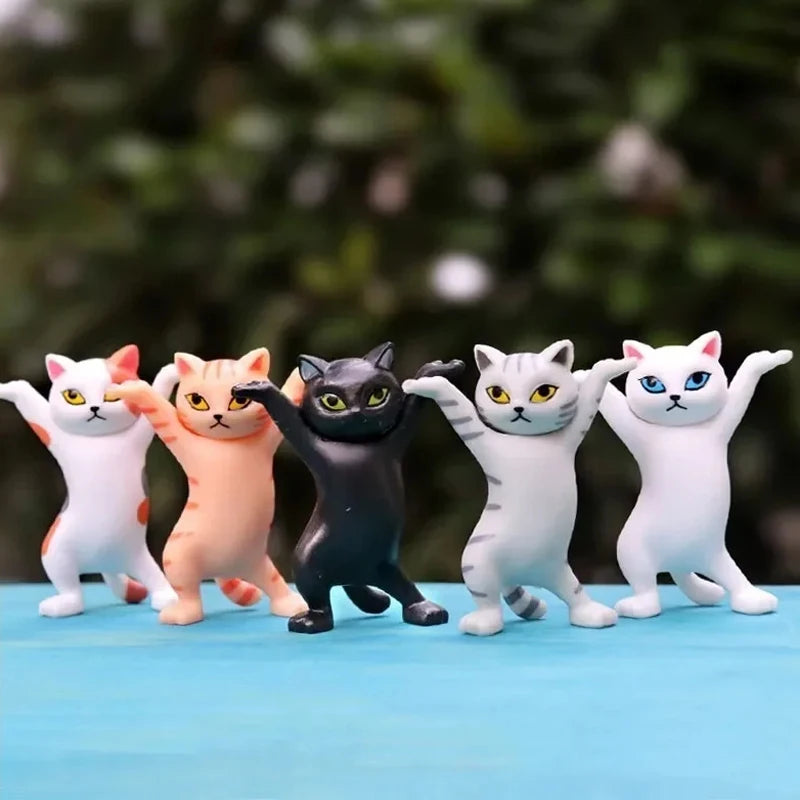 5 PCs Dancing Cat Figure Decoration Animation Cat Model Fashion Toy Enchanting Cat Capsule Toy Doll Cake Decoration Oasis Select 5PCs