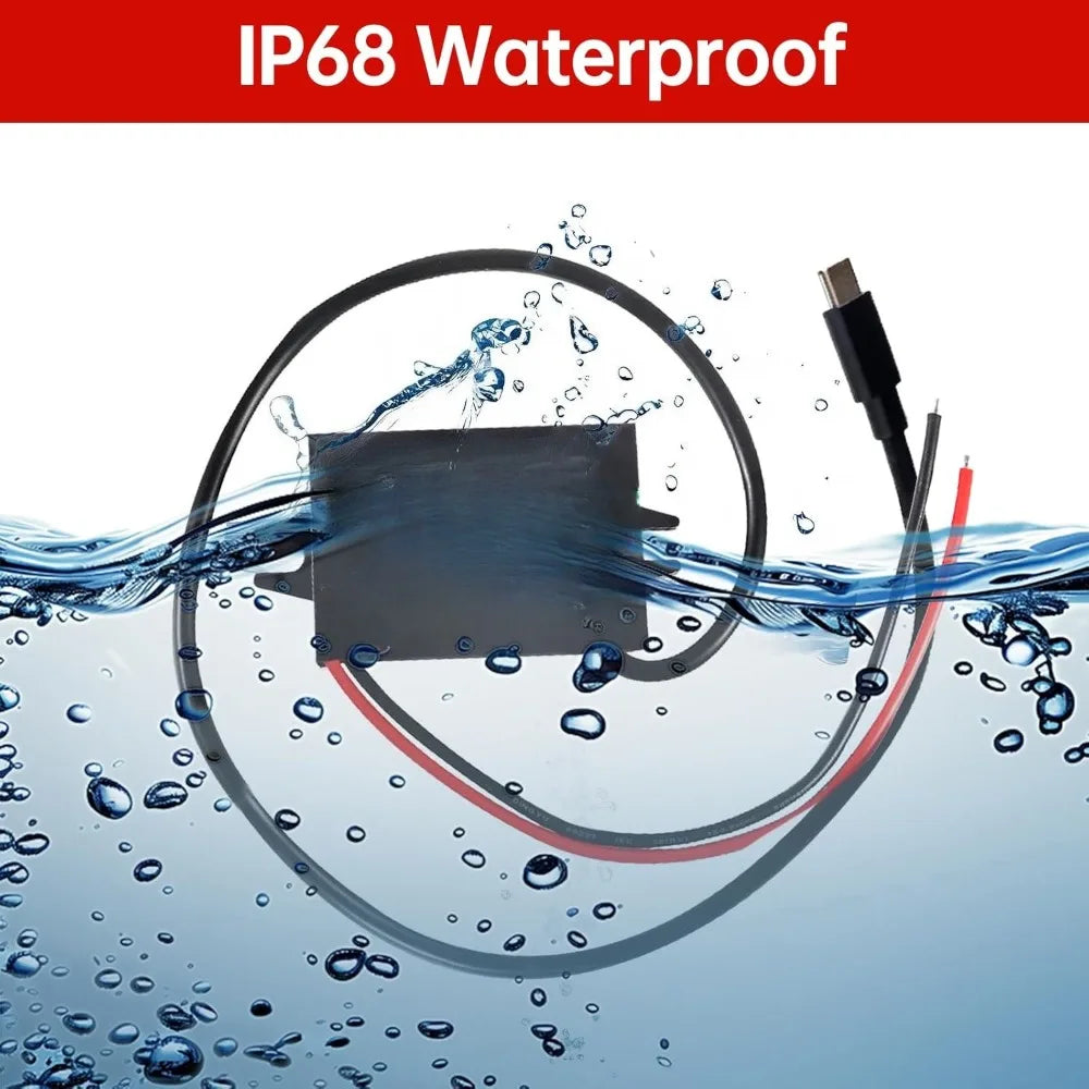 IP68 Waterproof DC/DC 12V/24V To 5V 5A 25W Buck Converter Type-C Output Power Adapter Suitable For Cars Trucks And Motorcycles Oasis Select