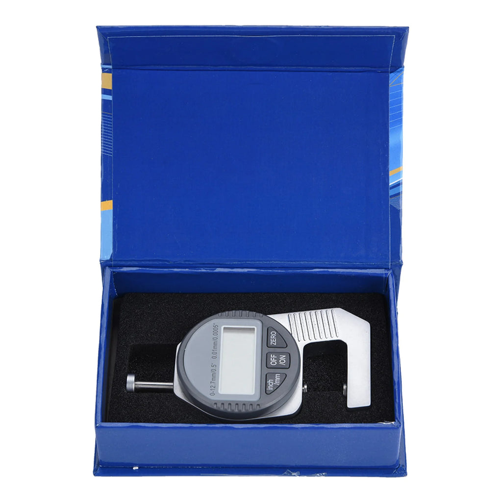 Digital Thickness Gauge Digital LCD Readout Percentile Thickness Gauge 0-12.7mm/0.5" 0.01mm / 0.0005" Flat Measure Head Oasis Select WHITE