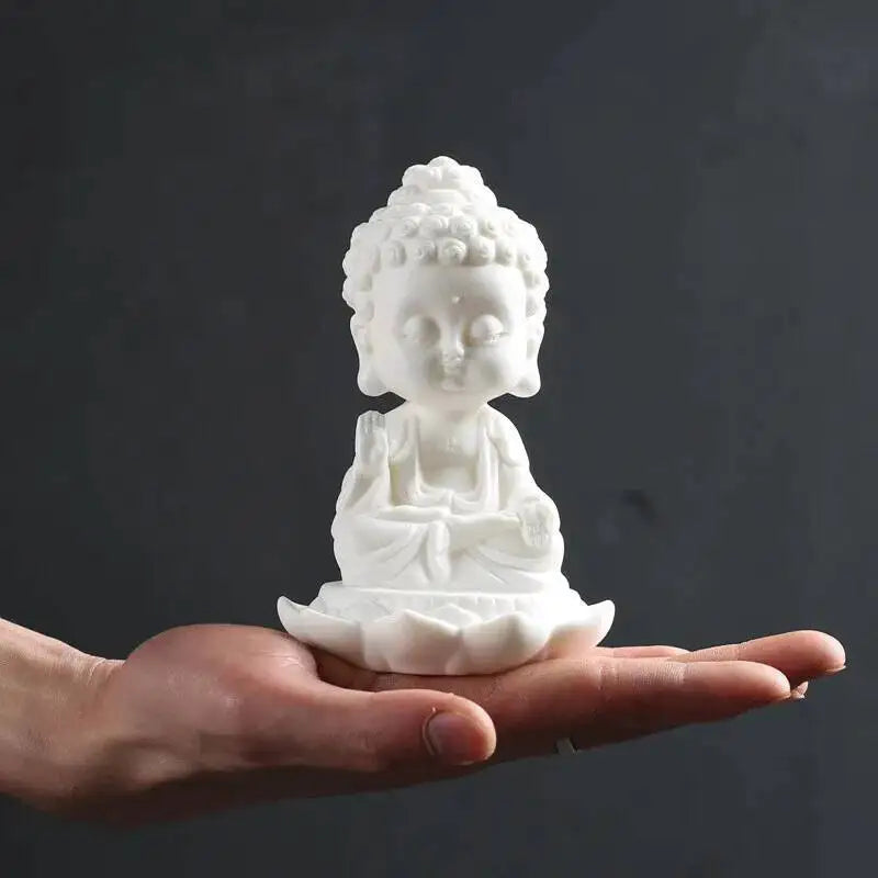 Buddha Tea Pet Ornament Zen Small Buddha Statue Home Decor Display Shelf Decoration Car Ornament Ceramic Crafts Small Figurine Oasis Select