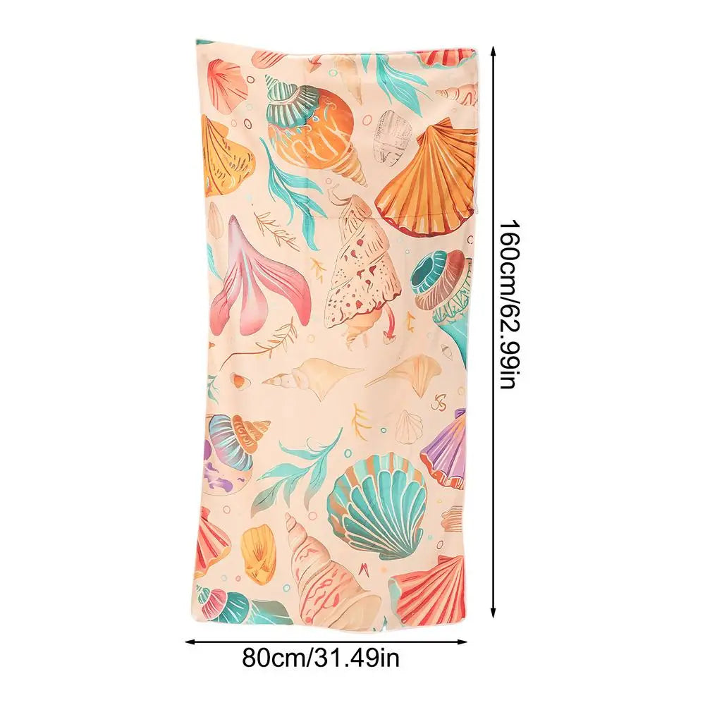 Beach Towel Printed Towel Portable with Storage Bag Large Beach Towel Bath Towel Quick-drying Towel for Vacation Outdoor Oasis Select L