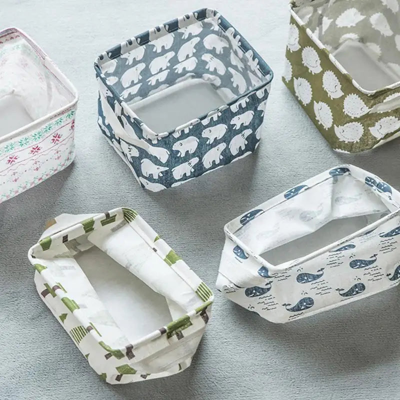 Cotton Linen Waterproof Desktop Storage Box & Organizer